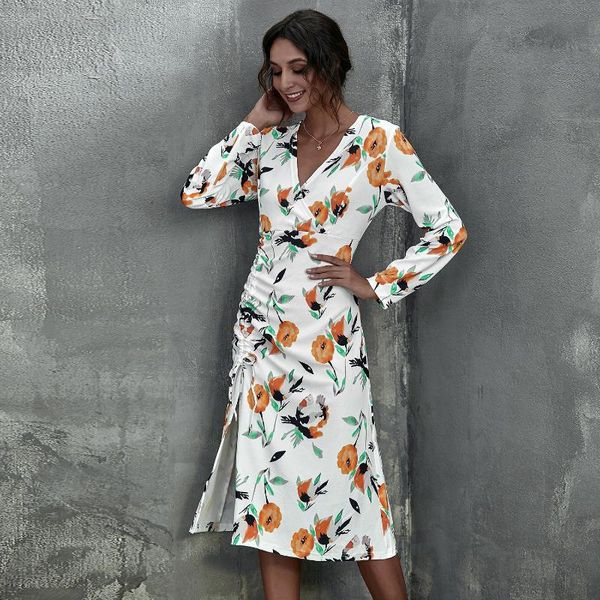 casual dresses long sleeve slim shirring floral maxi dress spring autumn side split irregular party robe vestidos 2021, Black;gray
casual dresses long sleeve slim shirring floral maxi dress spring autumn side split irregular party robe vestidos 2021, Black;gray