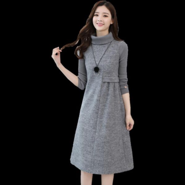 casual dresses spring women's woolen dress autumn and winter knitted turtleneck a-line fashion temperament solid colorknitting was, Black;gray
casual dresses spring women's woolen dress autumn and winter knitted turtleneck a-line fashion temperament solid colorknitting was, Black;gray