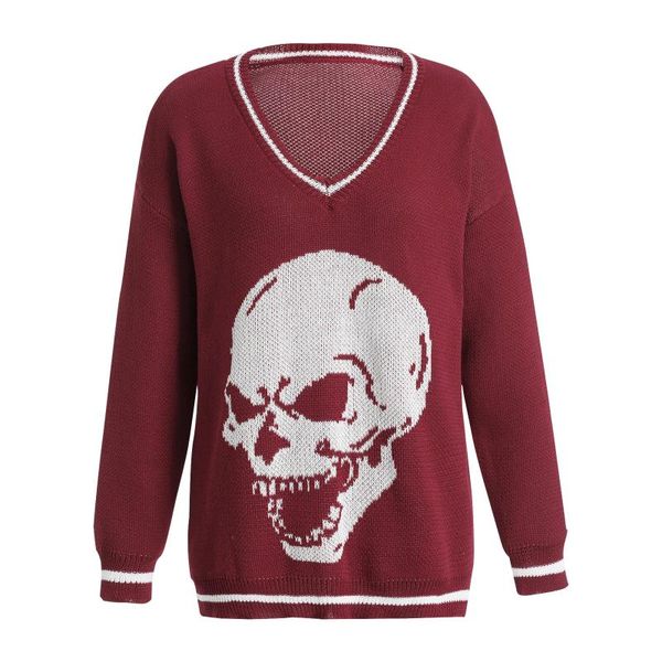 women's sweaters women halloween sweater, adults casual skull print long sleeve v-neck knitwear (wine red), White;black
women's sweaters women halloween sweater, adults casual skull print long sleeve v-neck knitwear (wine red), White;black