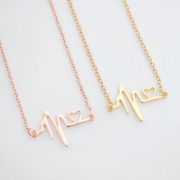 pendant necklaces exquisite rose gold heart electrocardiogram ecg necklace women jewelry valentine's day gift for girlfriend lover, Silver
pendant necklaces exquisite rose gold heart electrocardiogram ecg necklace women jewelry valentine's day gift for girlfriend lover, Silver
