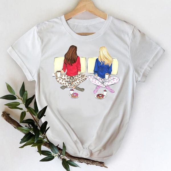 women's t-shirt t-shirts women 2021 short sleeve cartoon 90s sister friends clothing clothes graphic tshirt lady print female tee, White 
women's t-shirt t-shirts women 2021 short sleeve cartoon 90s sister friends clothing clothes graphic tshirt lady print female tee, White