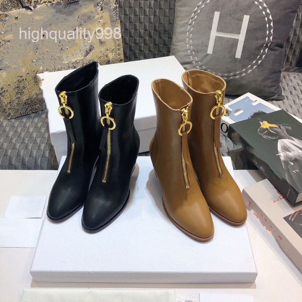 boots high end quality autumn and winter thick high heels short women's boots front zipper metal round buckle middle barrel martin, Black
boots high end quality autumn and winter thick high heels short women's boots front zipper metal round buckle middle barrel martin, Black