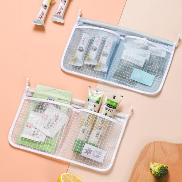 storage bags refrigerator mesh bag two grids hanging household kitchen tidy seasoning organizer with hook fridge
storage bags refrigerator mesh bag two grids hanging household kitchen tidy seasoning organizer with hook fridge