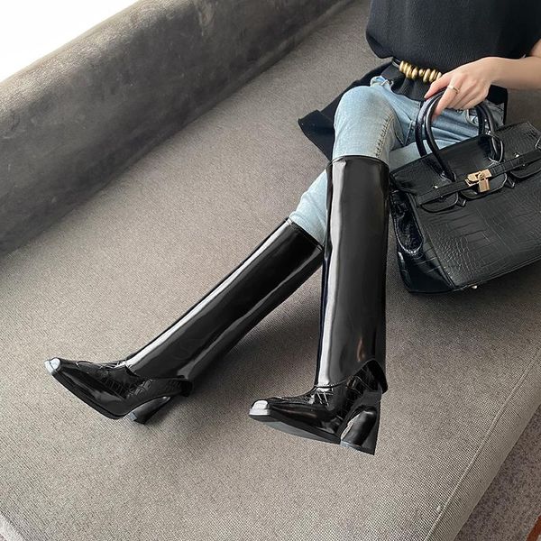 boots autumn winter fashion concise women knee-high pointed toe genuine leather srange heels party platforms shoes woman, Black
boots autumn winter fashion concise women knee-high pointed toe genuine leather srange heels party platforms shoes woman, Black