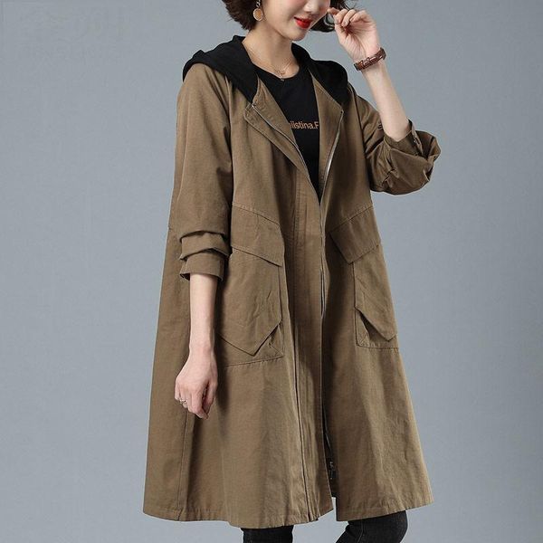 women's trench coats 2021 spring autumn windbreaker women fashion mid-long coat loose large size 4xl female pocket hooded outerwear, Tan;black
women's trench coats 2021 spring autumn windbreaker women fashion mid-long coat loose large size 4xl female pocket hooded outerwear, Tan;black