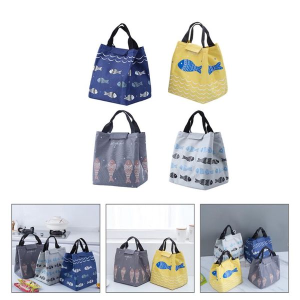 storage bags 4 pcs 1 set cartoon lunch heat preservation bento