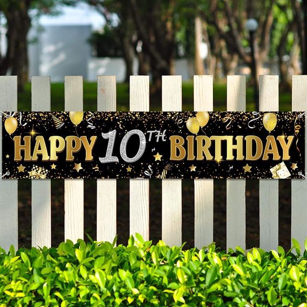 party decoration happy 10th birthday banner black gold backdrop yard sign for kids decorations
party decoration happy 10th birthday banner black gold backdrop yard sign for kids decorations