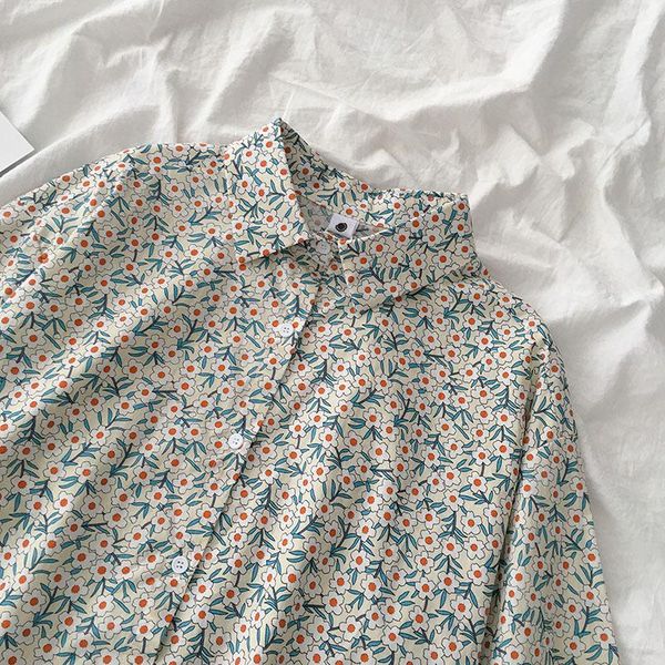 women's blouses & shirts fifichuyi retro shirt 2021 summer female korean short-sleeved lapel floral fashion cardigan womens and, White 
women's blouses & shirts fifichuyi retro shirt 2021 summer female korean short-sleeved lapel floral fashion cardigan womens and, White