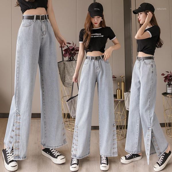 spring autumn women's jeans thin wide leg straight tube easy high waist button show all-match fashion girl, Blue
spring autumn women's jeans thin wide leg straight tube easy high waist button show all-match fashion girl, Blue