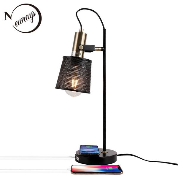 table lamps industrial retro black iron metal net desk lamp with wireless charger usb charging port adjustable light switch plug
table lamps industrial retro black iron metal net desk lamp with wireless charger usb charging port adjustable light switch plug