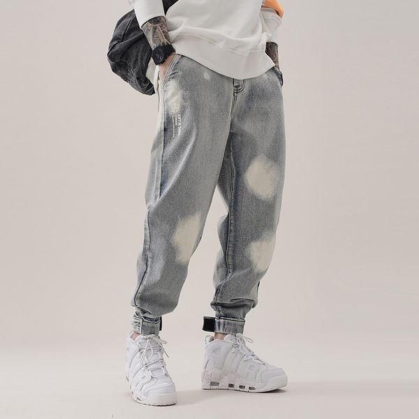 men's pants 2021 slim fashion brand light color worn out leg jeans trend legged harem capris, Black
men's pants 2021 slim fashion brand light color worn out leg jeans trend legged harem capris, Black
