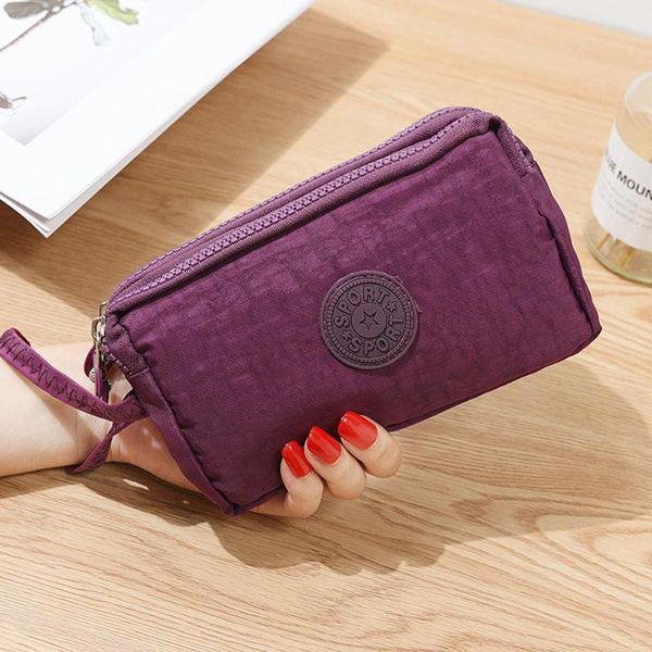 wallets fashion womens solid 3 layer canvas phone bag short wallet three-layer zipper coin card key purse fast, Red;black 
wallets fashion womens solid 3 layer canvas phone bag short wallet three-layer zipper coin card key purse fast, Red;black