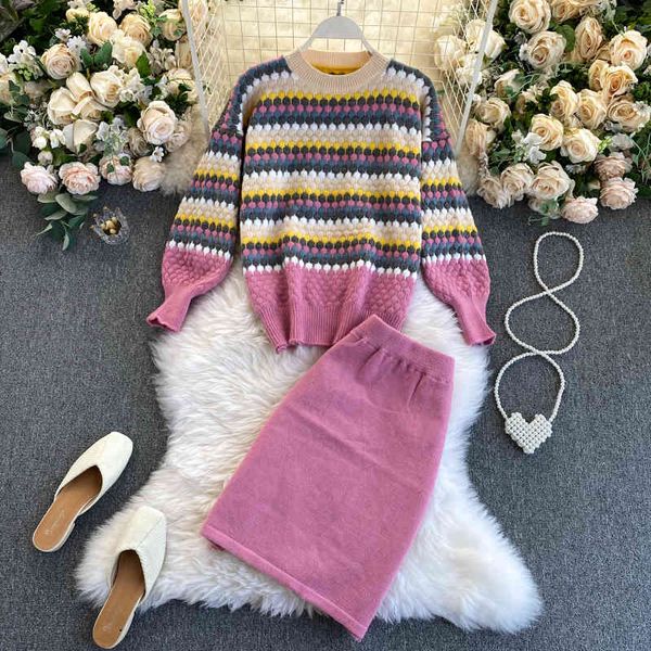 women autumn korean knitted set design o neck long sleeve striped sweater+high waist bodycon skirt two pieces set 210419, White
women autumn korean knitted set design o neck long sleeve striped sweater+high waist bodycon skirt two pieces set 210419, White