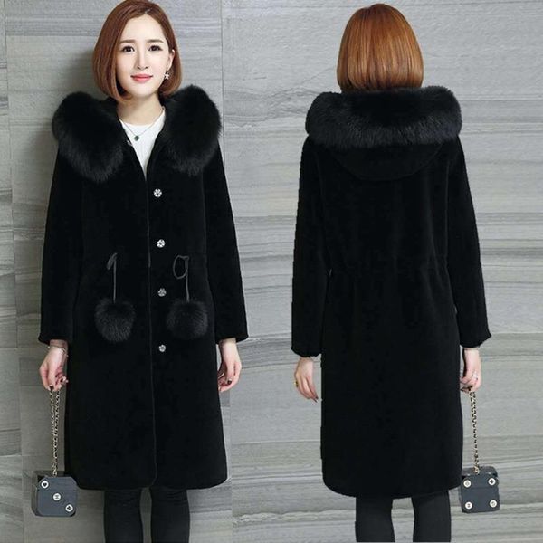 women's fur & faux coat luxury lambswool loose hooded overcoat thick warm plus size female plush coats winter women x814, Black
women's fur & faux coat luxury lambswool loose hooded overcoat thick warm plus size female plush coats winter women x814, Black