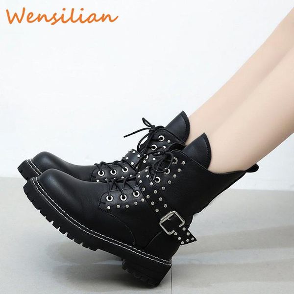 women black punk short leather boots winter shoes ladies gothic mid-calf booties bota feminina botines 2021
women black punk short leather boots winter shoes ladies gothic mid-calf booties bota feminina botines 2021
