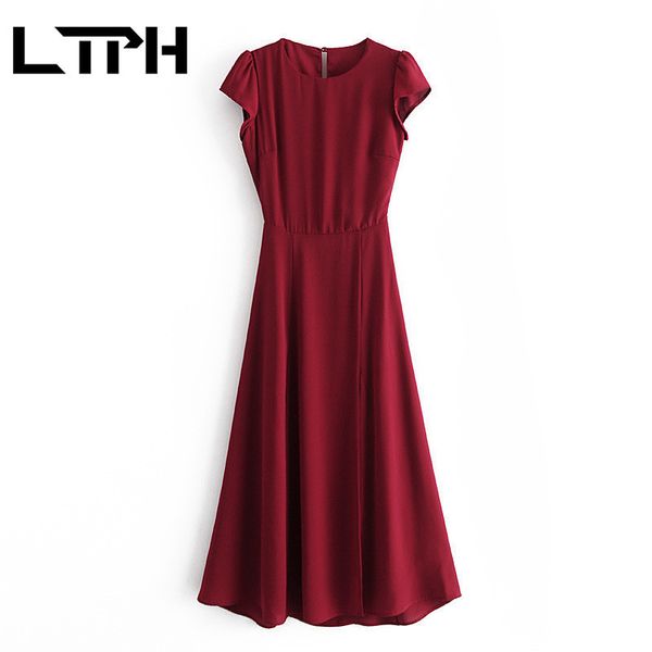 french vintage backless woman dress mid-length o-neck short sleeve hem split elegant dresses spring summer 210427, Black;gray
french vintage backless woman dress mid-length o-neck short sleeve hem split elegant dresses spring summer 210427, Black;gray