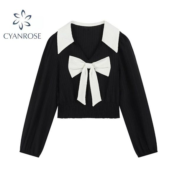 women's blouses & shirts women long sleeve v-neck solid black white pullover bow elegant temperament womens 2021 autumn winter
women's blouses & shirts women long sleeve v-neck solid black white pullover bow elegant temperament womens 2021 autumn winter