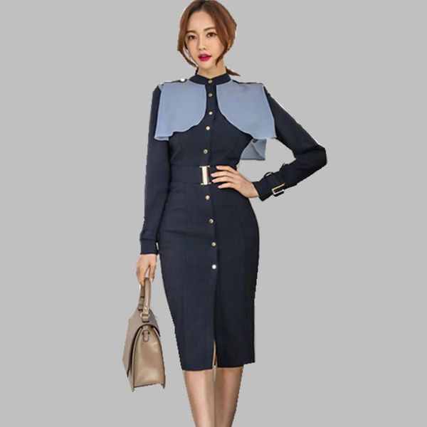 casual dresses arrival autumn and winter temperament ol single-breasted patchwork korean dress ruffled chic vestidos, Black;gray
casual dresses arrival autumn and winter temperament ol single-breasted patchwork korean dress ruffled chic vestidos, Black;gray
