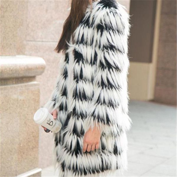 women's fur & faux 2021 winter coat women hit the color striped long streetwear plush overcoat ladies outerwear elegant, Black
women's fur & faux 2021 winter coat women hit the color striped long streetwear plush overcoat ladies outerwear elegant, Black
