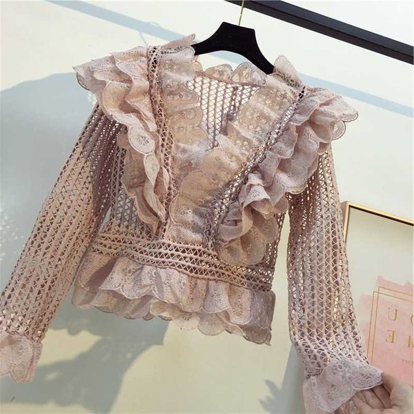 ruffled trim hollow out lace blouse women slim fit solid fashion blusas mujer de moda femininas elegante 210601, White
ruffled trim hollow out lace blouse women slim fit solid fashion blusas mujer de moda femininas elegante 210601, White