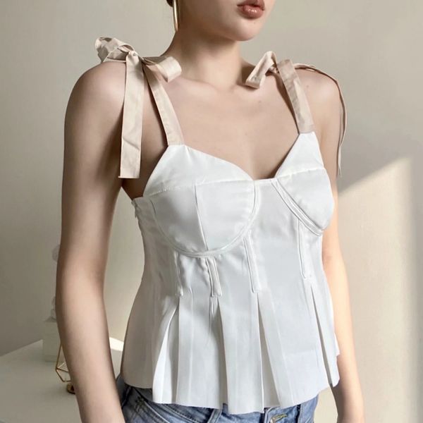 spring arrivals solid spliced pleasted ruffles dege lace up suspender mz366 210525, White
spring arrivals solid spliced pleasted ruffles dege lace up suspender mz366 210525, White