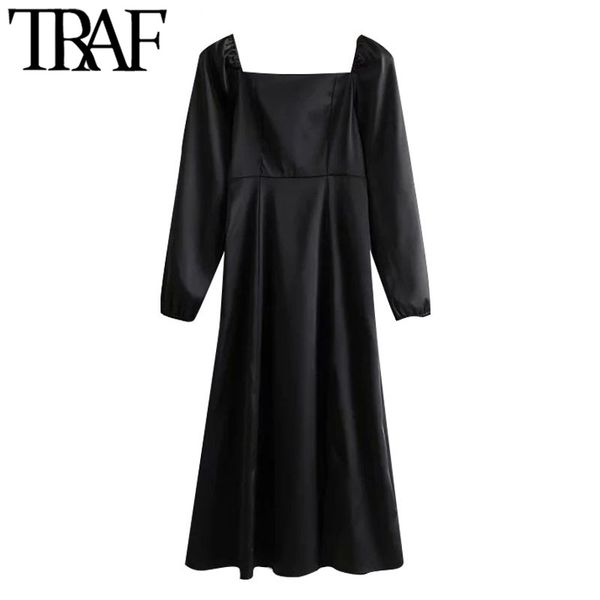 traf women chic fashion front slit soft touch midi dress vintage long sleeve back elastic female dresses vestidos mujer 210415, Black;gray
traf women chic fashion front slit soft touch midi dress vintage long sleeve back elastic female dresses vestidos mujer 210415, Black;gray