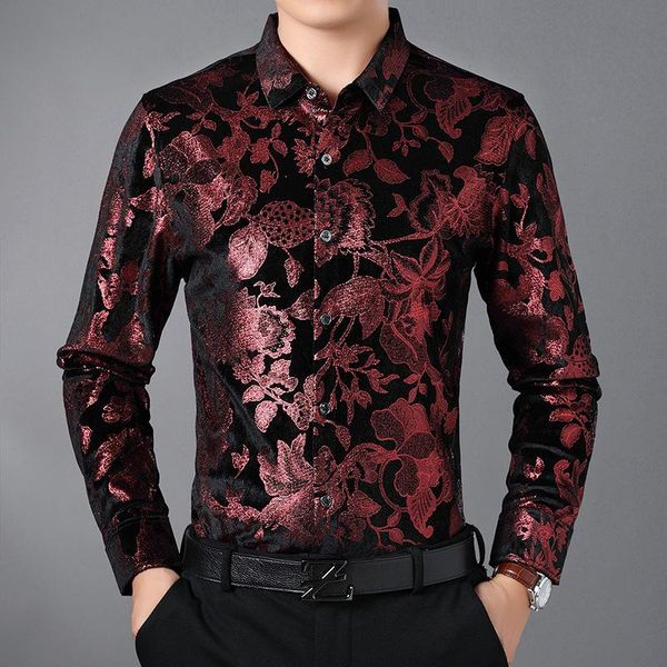 men's gold velour flower casual button long sleeves dress shirt fashion printing shirts brand clothing, White;black
men's gold velour flower casual button long sleeves dress shirt fashion printing shirts brand clothing, White;black