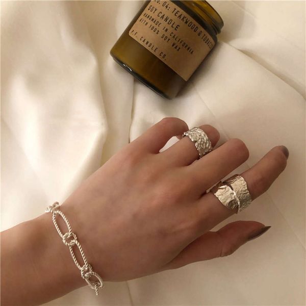 925 sterling silver women's frosted tin foil texture simple net red fashion personalized index finger niche ring, Black
925 sterling silver women's frosted tin foil texture simple net red fashion personalized index finger niche ring, Black