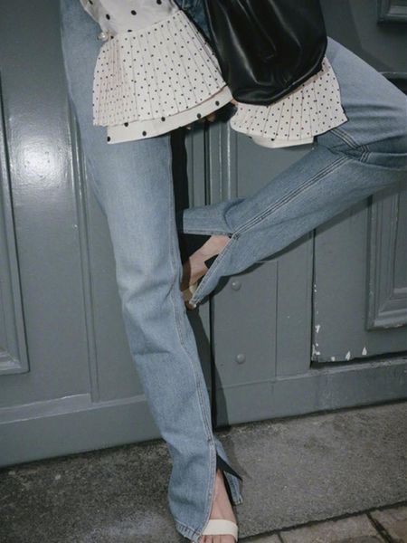 women's jeans womens slim straight high waist retro lady demin split pants early autumn wild stylish trousers fashion, Blue
women's jeans womens slim straight high waist retro lady demin split pants early autumn wild stylish trousers fashion, Blue
