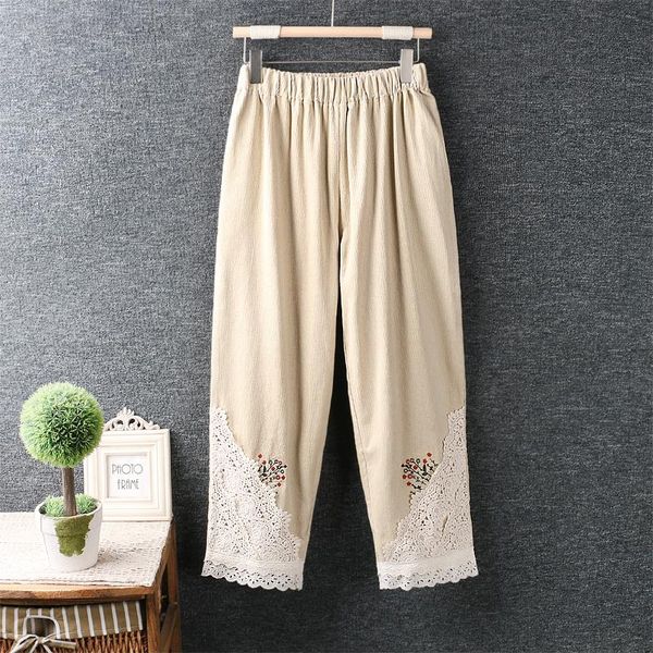women's pants & capris autumn women loose wide leg japan elastic waist lace embroidery corduroy cropped trousers, Black;white
women's pants & capris autumn women loose wide leg japan elastic waist lace embroidery corduroy cropped trousers, Black;white