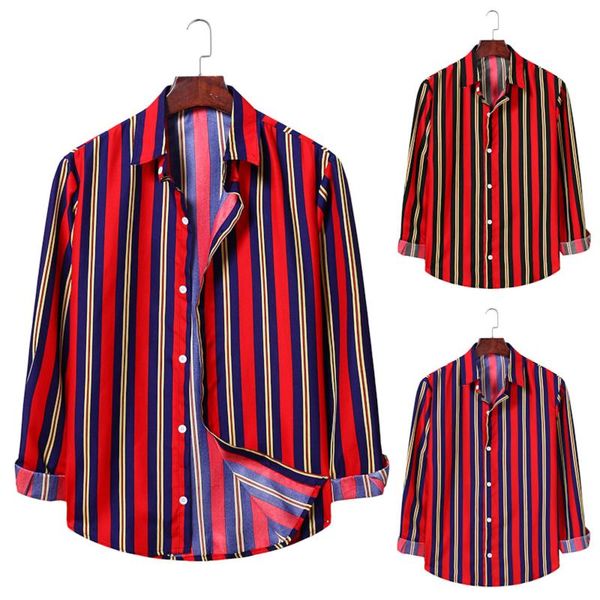 men's casual shirts shirt lapel striped blouse contrast long-sleeved men, White;black
men's casual shirts shirt lapel striped blouse contrast long-sleeved men, White;black