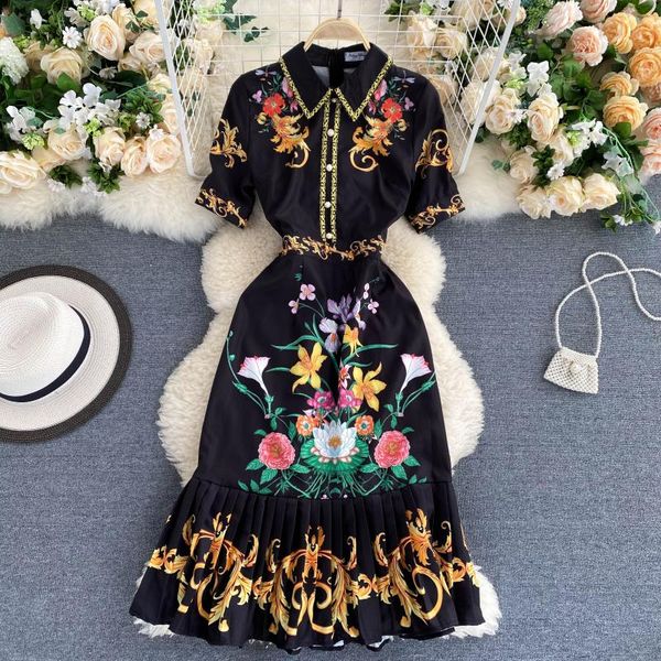 summer new women turn-down collar printing party dress high waist a-line vintage pleated ruffles midi plus size 2023, Black;gray
summer new women turn-down collar printing party dress high waist a-line vintage pleated ruffles midi plus size 2023, Black;gray