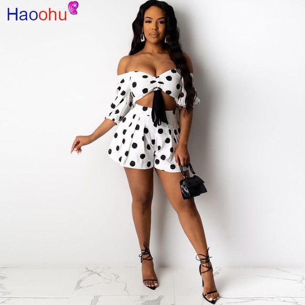two piece dress haoohu dot set women rave festival clothing off shoulder crop shorts suit 2 club outfits matching sets, White
two piece dress haoohu dot set women rave festival clothing off shoulder crop shorts suit 2 club outfits matching sets, White