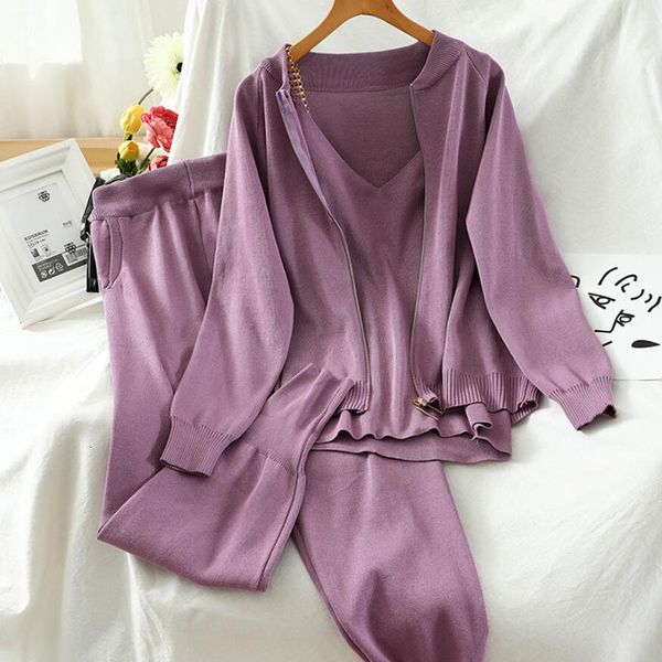 pants autumn winter fashion knitted sweater suit casual cardigan jacket bottoming vest + harem pants three-piece sets, White
pants autumn winter fashion knitted sweater suit casual cardigan jacket bottoming vest + harem pants three-piece sets, White