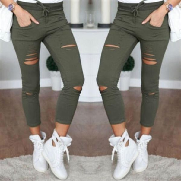 high waist denim stretch womens pants destroy skinny ripped distressed hole ankle length trousers army green, Black;white
high waist denim stretch womens pants destroy skinny ripped distressed hole ankle length trousers army green, Black;white