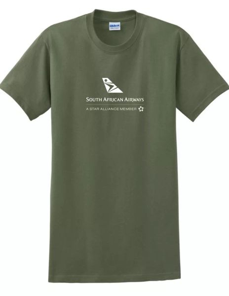 south african airways white logo airline geek military green cotton t-shirt, White;black
south african airways white logo airline geek military green cotton t-shirt, White;black