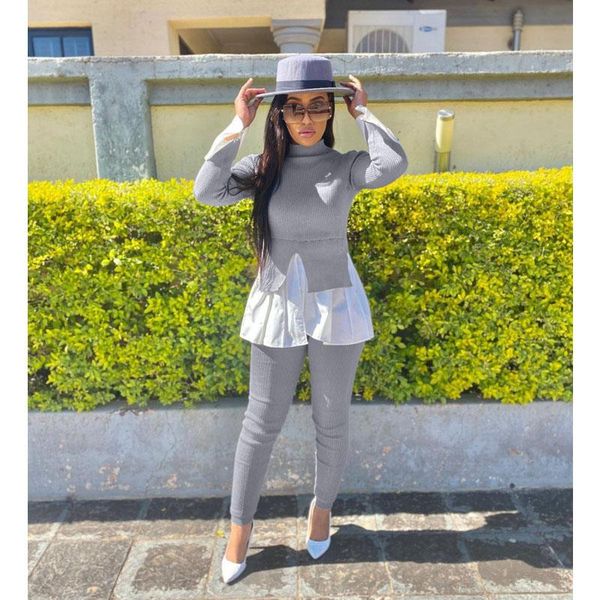 women's two piece pants fall clothes set women stitching puff sleeve crop pants sets lounge vacation streetwear wholesale items, White
women's two piece pants fall clothes set women stitching puff sleeve crop pants sets lounge vacation streetwear wholesale items, White