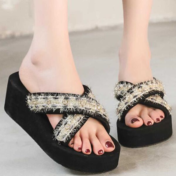 women slippers sequins non-slip platform summer shoes for casual beach flip flop ladies sandals qq454 210625, Black
women slippers sequins non-slip platform summer shoes for casual beach flip flop ladies sandals qq454 210625, Black