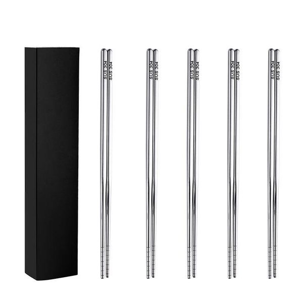 5pair/box chinese metal chopsticks non-slip stainless steel chop sticks set reusable kitchen sushi tableware
5pair/box chinese metal chopsticks non-slip stainless steel chop sticks set reusable kitchen sushi tableware