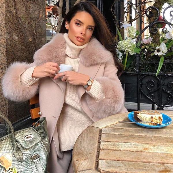 women's fur & faux women fashion long wool blends coat outwear female winter genuine lapel collar cashmere coats woman, Black
women's fur & faux women fashion long wool blends coat outwear female winter genuine lapel collar cashmere coats woman, Black