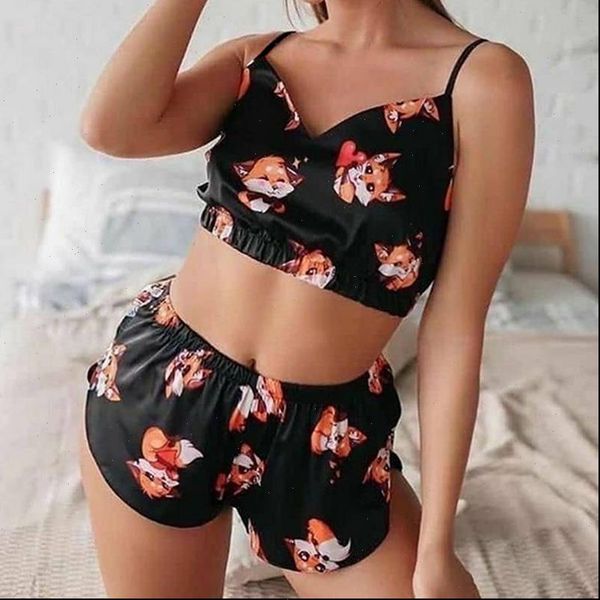 two piece set pijamas women sleepwear animales pattern pajama sets sleeveless v neck crop corset satin shorts, Black;red
two piece set pijamas women sleepwear animales pattern pajama sets sleeveless v neck crop corset satin shorts, Black;red