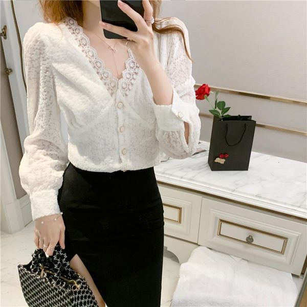 women's blouses & shirts autumn and winter style elegant v-neck small shirt black lace bottoming women long-sleeved jk5z, White
women's blouses & shirts autumn and winter style elegant v-neck small shirt black lace bottoming women long-sleeved jk5z, White