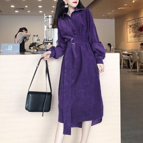retro slim lapels women corduroy dress casual autumn winter female turn down collar a-line midi dresses with sashes vestidos, Black;gray
retro slim lapels women corduroy dress casual autumn winter female turn down collar a-line midi dresses with sashes vestidos, Black;gray