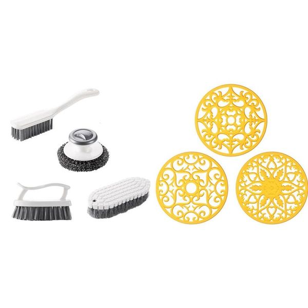 mats & pads 3 set silicone multi-use intricately carved trivet mat 4 pcs cleaning brushes set,scrub brush,bathroom brush
mats & pads 3 set silicone multi-use intricately carved trivet mat 4 pcs cleaning brushes set,scrub brush,bathroom brush