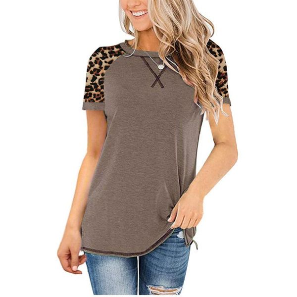 women's t-shirt spring and summer style ladies round neck short-sleeved slimming bottoming shirt leopard print stitching a176, White
women's t-shirt spring and summer style ladies round neck short-sleeved slimming bottoming shirt leopard print stitching a176, White