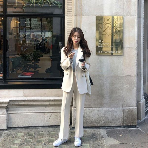 women's two piece pants 2021 spring autumn women vintage office suit lady single breasted blazer high waist trousers set female solid 2, White
women's two piece pants 2021 spring autumn women vintage office suit lady single breasted blazer high waist trousers set female solid 2, White