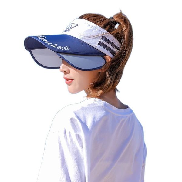 sports female summer outdoor stretchable empty visor s uv hat large brim sun hat, Blue;gray
sports female summer outdoor stretchable empty visor s uv hat large brim sun hat, Blue;gray