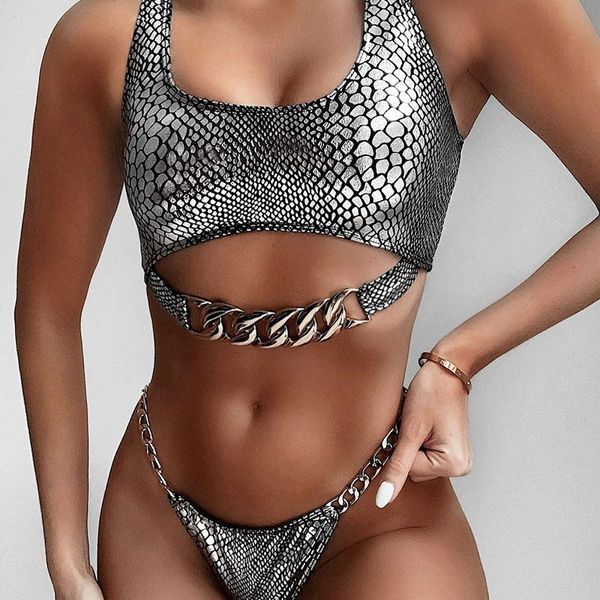 silver snake bikini push up swimsuit women swimwear 2021 female chain swimming bathing suit brazilian bathers biquini women's, White;black
silver snake bikini push up swimsuit women swimwear 2021 female chain swimming bathing suit brazilian bathers biquini women's, White;black