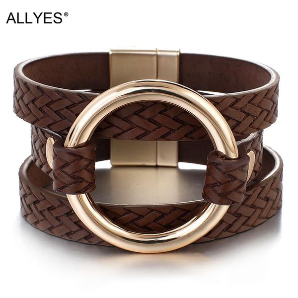 tennis allyes multilayer braided leather bracelets for woman circle charm round wide wrap bracelet fashion statement female jewelry, Golden;silver
tennis allyes multilayer braided leather bracelets for woman circle charm round wide wrap bracelet fashion statement female jewelry, Golden;silver