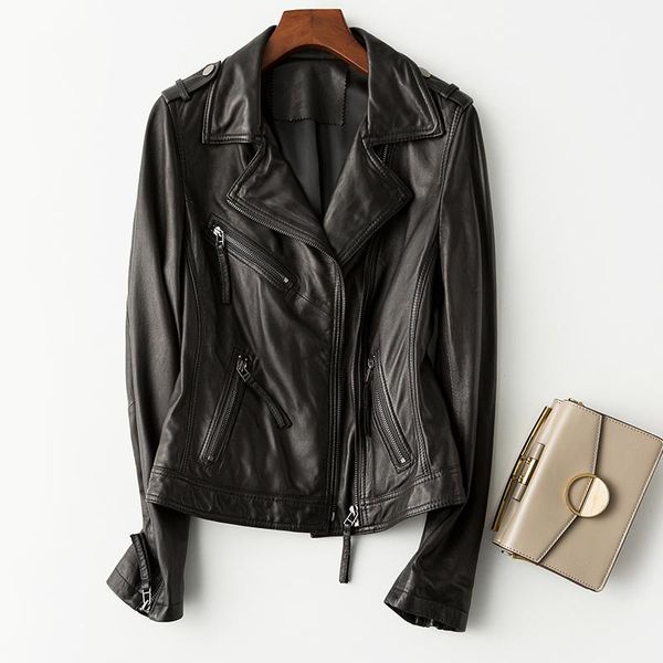 women's leather & faux short genuine jacket women motorcycle sheepskin coat female plus size clothes spring autumn 2021 femme veste pph, Black
women's leather & faux short genuine jacket women motorcycle sheepskin coat female plus size clothes spring autumn 2021 femme veste pph, Black